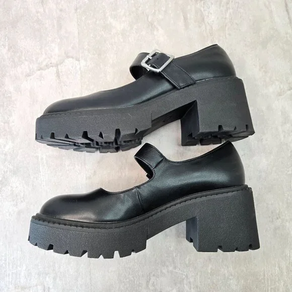 Madden Girl Black Chunky Heel Mary Janes - Picture 6 of 12